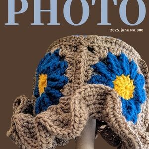 Crochet Bucket Hat with Blue and Yellow Flowers